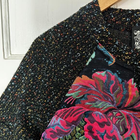 James Coviello New York Knit Top Size XS Vibrant Floral Brocade Neon Metallic - Picture 5 of 8